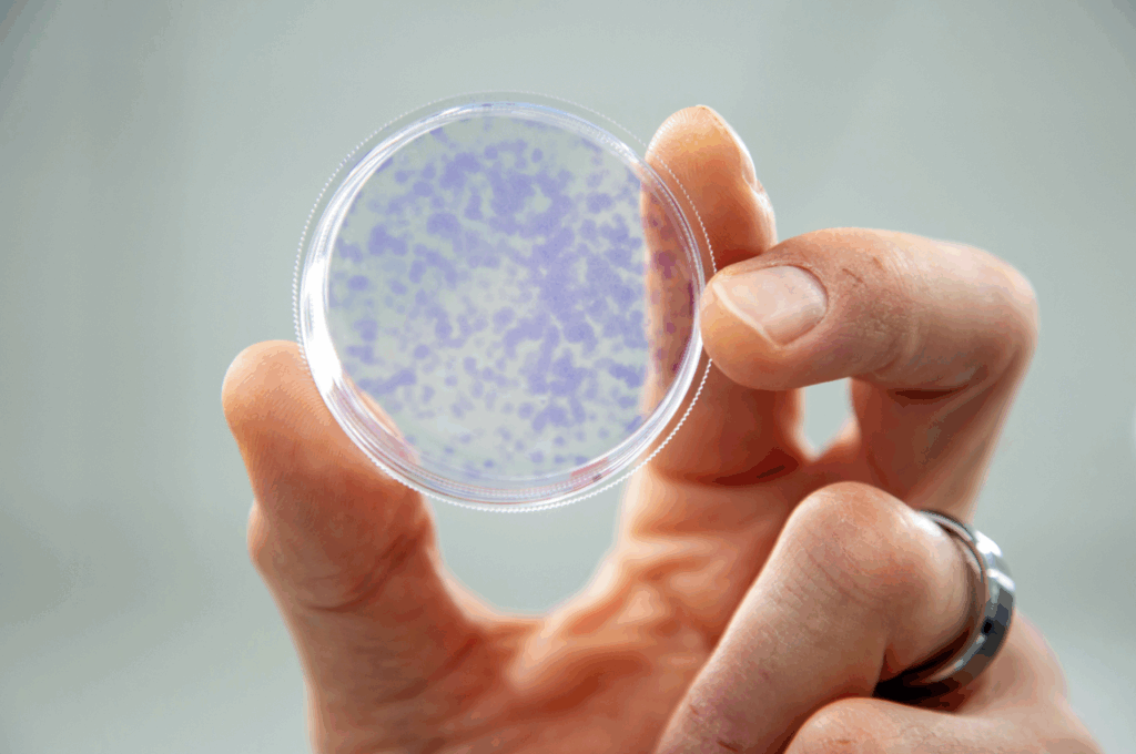 Human cells exposed to radiation from radon. (Photo Credit: Colleen De Neve)